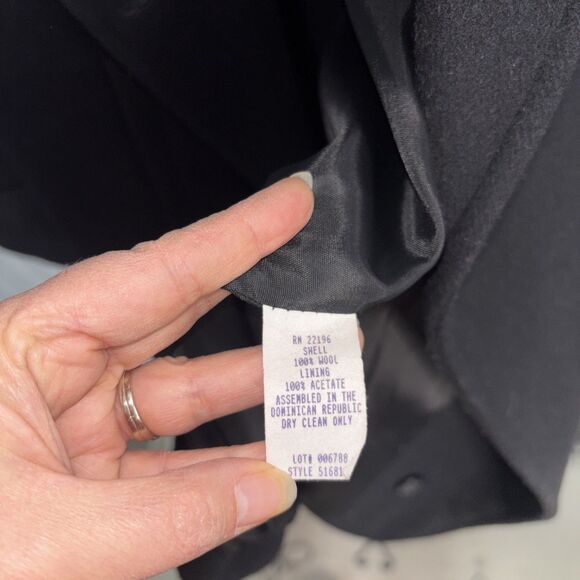 Herman Kay Woman Size 24 100% Wool Black Double Breasted Pea Coat - Picture 5 of 7